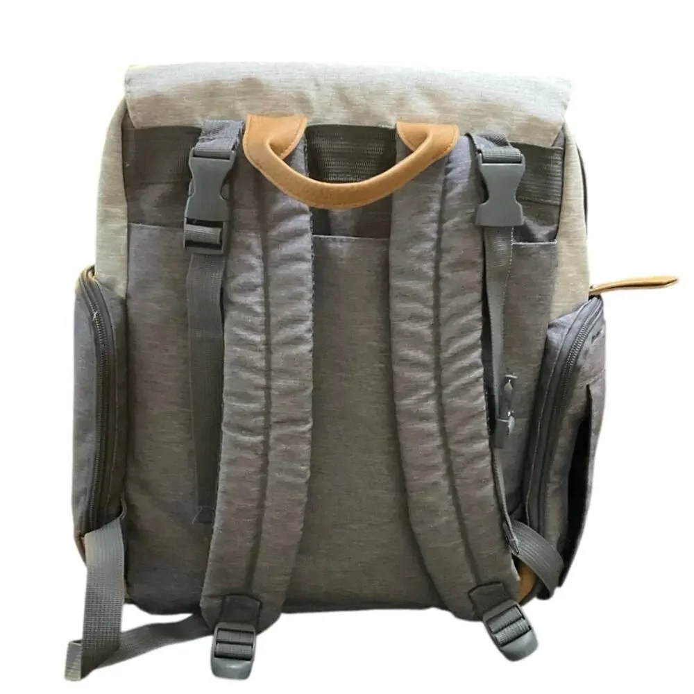 Eddie Bauer First Adventure Backpack Gray Tan Travel Laptop Backpack